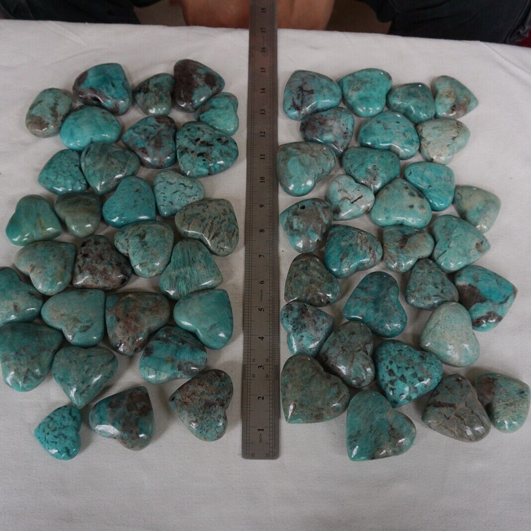 1KG 12Pcs 2.2LB Natural Green Amazonite Quartz Crystal Heart Palm Stone Healing