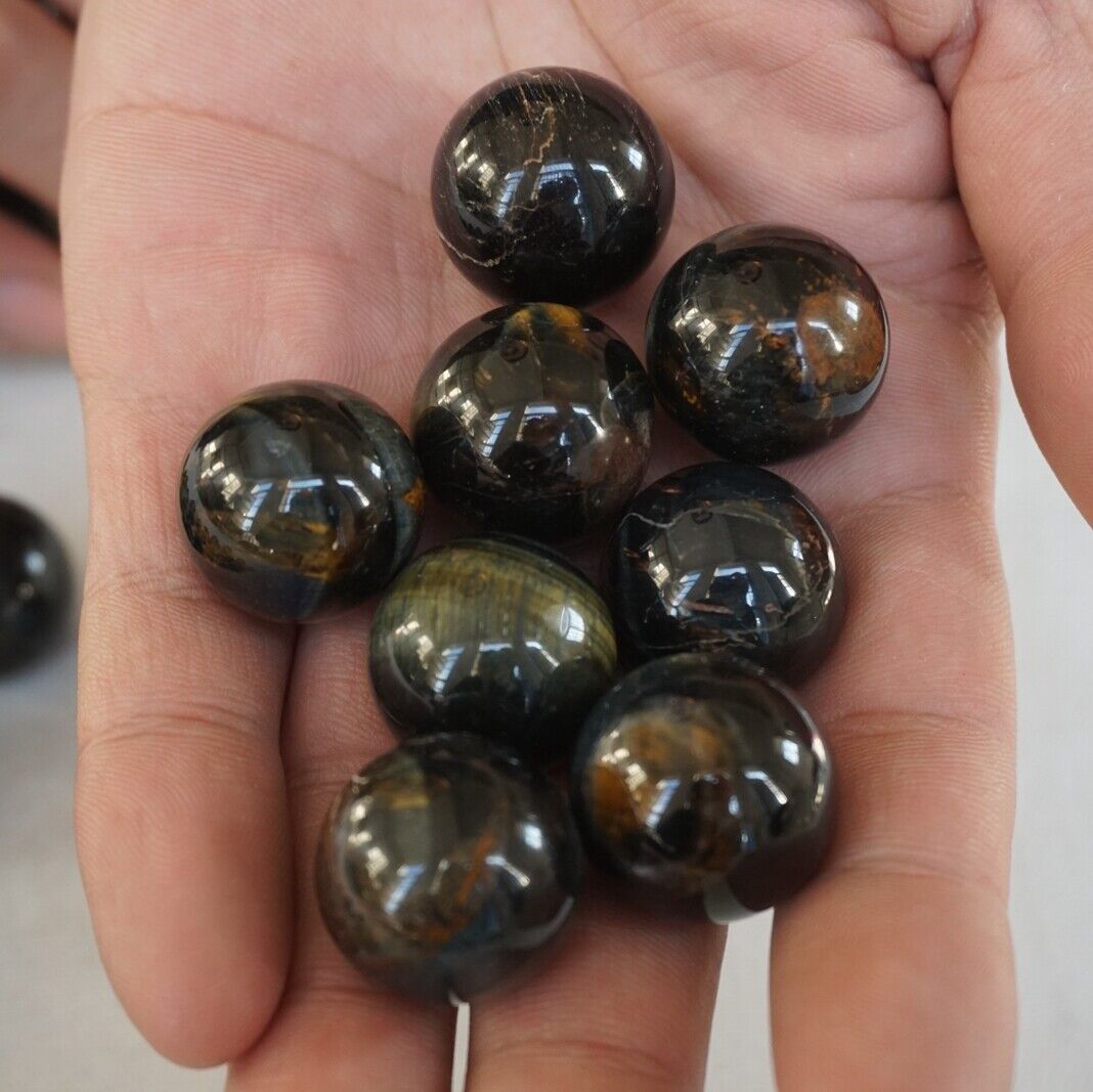 120 Pieces 2KG Natural Blue Tiger Eye Quartz Crystal Sphere Ball Healing 19-21mm