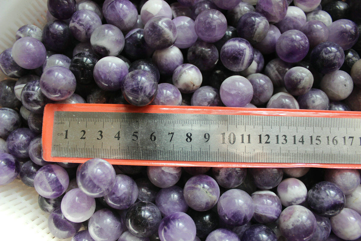 100 Pieces 2cm Natural Chevron Amethyst Quartz Crystal Spheres Balls Healing Urugua