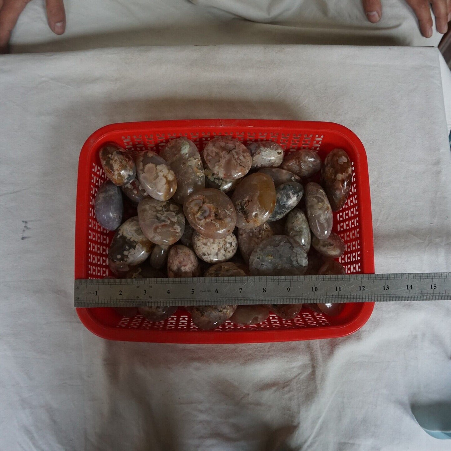 5KG 11LB Natural Ghost Carnelian Flower Agate Crystal Tumbled Palm Stone Healing