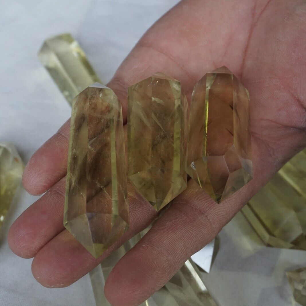 1kg 20 Pieces 2.2LB Natural Rainbow Citrine Quartz Crystal Double Point Wand Healing