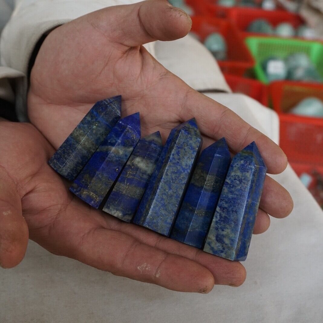 2kg 28Pieces 4.4LB Natural Lapis Lazuli & Pyrite Crystal Point Tower Healing Brazil