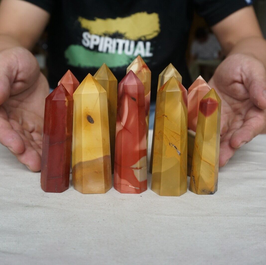 20Pcs 2kg 4.4LB Natural Mookaite Jasper Crystal Point Tower Bumblebee Stone Healing