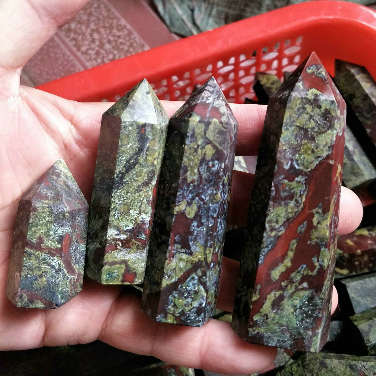 5KG Natural Dragon Blood Stone Jasper Crystal Point Tower Healing Wholesales