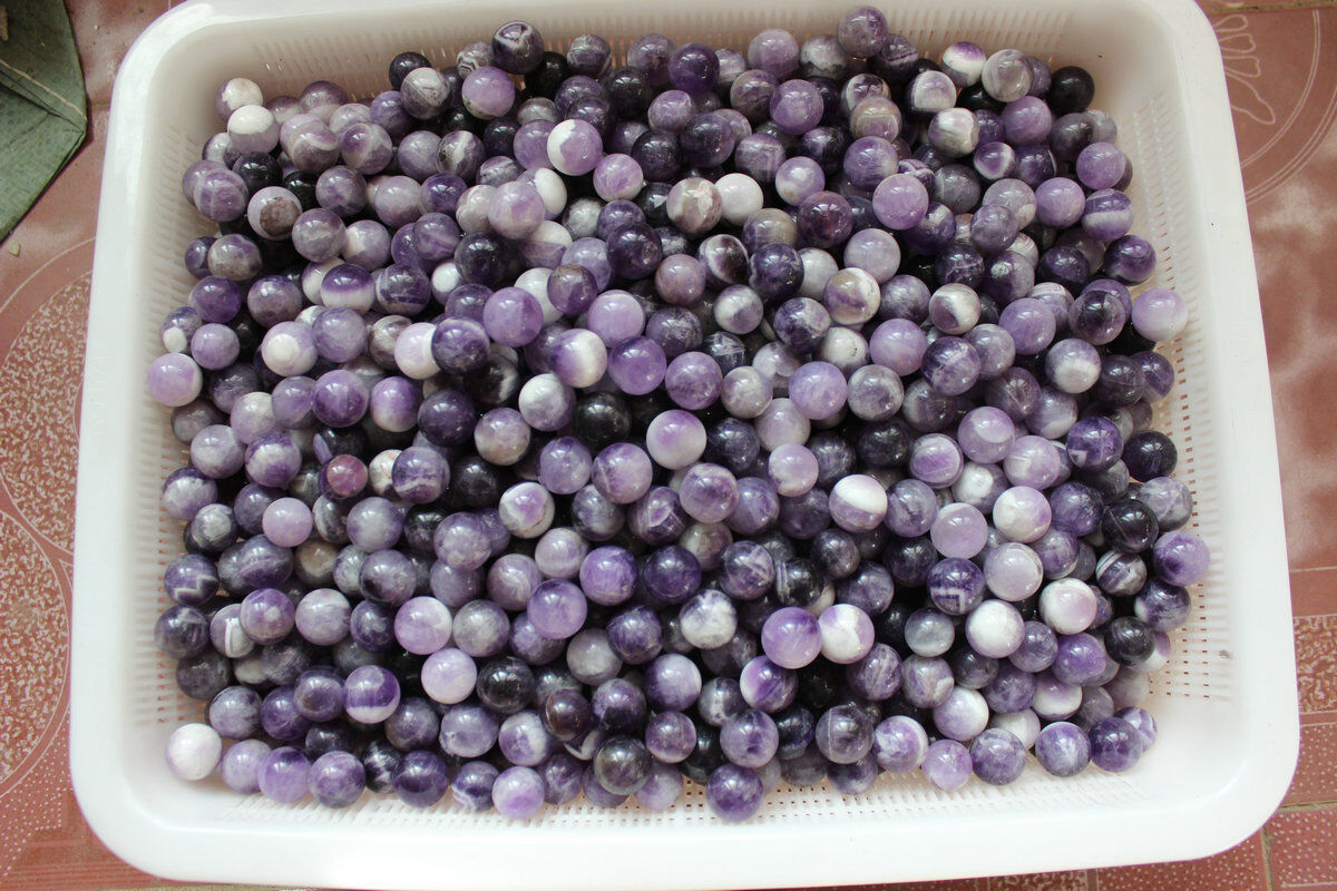 100 Pieces 2cm Natural Chevron Amethyst Quartz Crystal Spheres Balls Healing Urugua