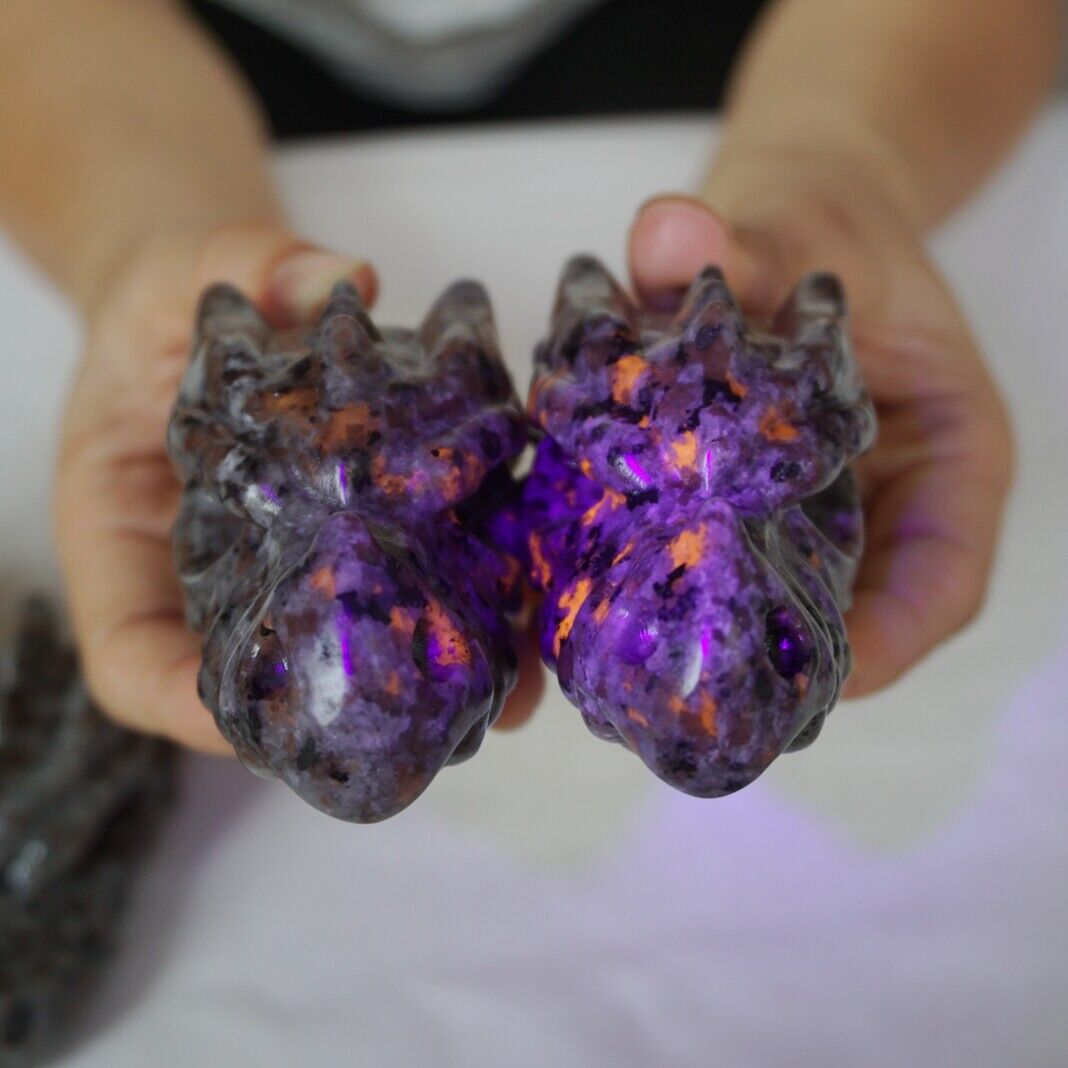 10Pcs Yooperlite Fire Stone Crystal Dragon Head Flashing Flame Under Ultraviolet