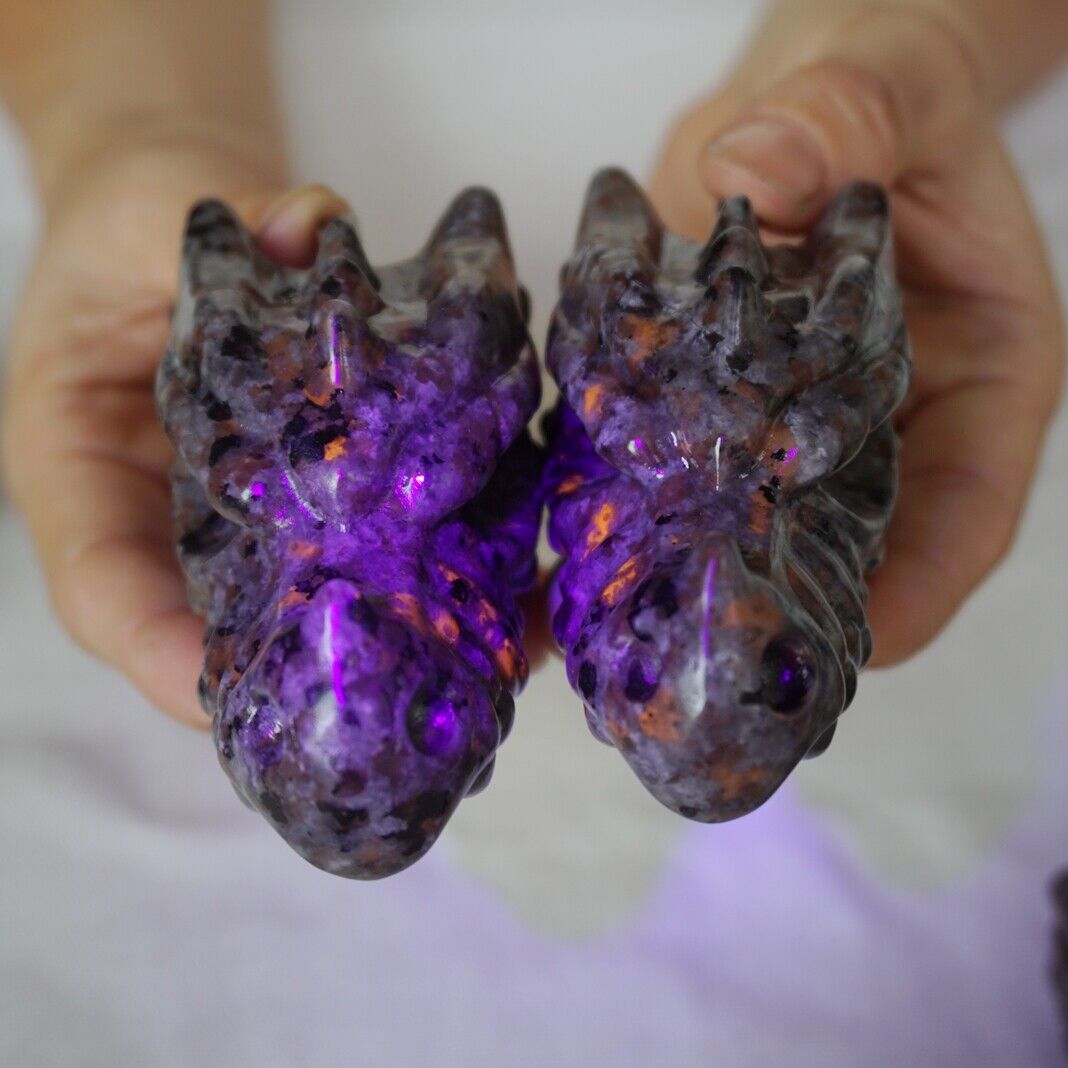 10Pcs Yooperlite Fire Stone Crystal Dragon Head Flashing Flame Under Ultraviolet